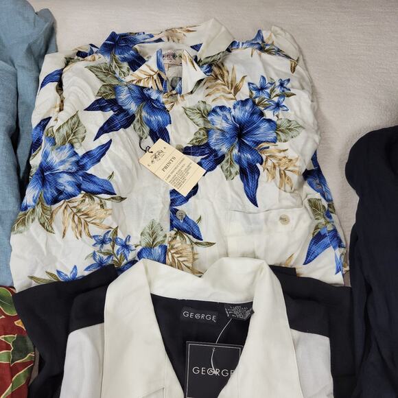 Vintage Hawaiian Shirt Mens Sz Large Lot of 5 Rayon Linen Silk NWT Y2k Summer - Picture 5 of 12